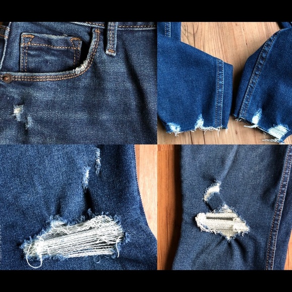 NEW Rockstar 360 Stretch Super Skinny Ripped Ankle Jeans Blue Size 0 Waist 25 - Picture 6 of 16